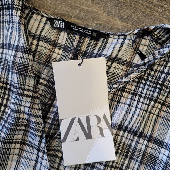 NWT ZARA | Plaid Satin Effect Dress | Sz. L - Picture 5 of 8